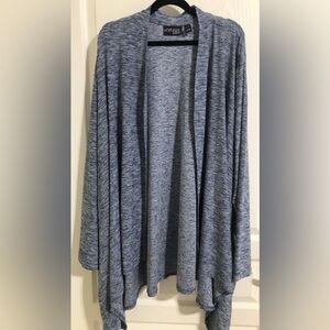 Attitudes by Renee Blue/White Light-Weight Cardigan 3x